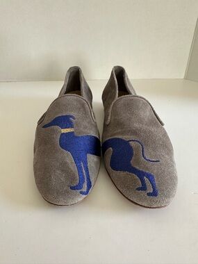 Vero Cuoio Taupe Suede Loafers with Blue Greyhound Detail